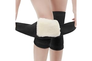 FAXIANTHER Afinder Knieschoner Elastische Kniebandage Winter Weich Wolle Verdicken Knieschützer Thermo Knieorthese Beinlinge Beinwärmer Professionel Kniewärmer mit Klettverschluss