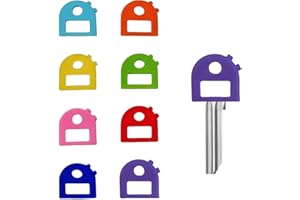 TELAIN 8-pak etykiet na klucze, rozciągliwe etui na klucze typu wszystko w jednym, nasadki identyfikacyjne, odpowiednie do większości kluczy z pustymi i drukowanymi etykietami.