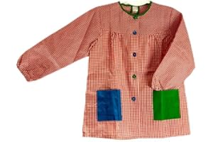 PLUS HOME Bata con botones escolar infantil para ñino-ñina con 6 colores y tallas de 2-14años con dos bolsillo laterales y elástica en puño