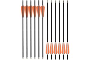 Milaem 12pcs Crossbow Bolts Carbon Arrows 16 Inch 17 Inch 18 Inch 20 Inch 22 Inch With 125 Grain 100 Grain Replaceable Arrow Points Broadhead for Crossbow Archery Hunting