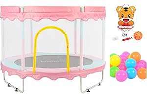 K IKIDO-Trampoline d'intérieur avec Filet, Coussin rebondissant, Protection des Bords, pour Enfants à partir de 2 Ans – Trampoline de Jardin pour Enfants