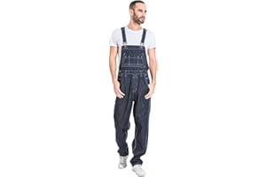 Wash Clothing Company Salopette Jeans Uomo Loose Fit - Blu scuro Overalls a Buon Mercato MADDOXDARKBLUE