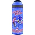 HOX SONIC PRIME Reusable BPA free Kids Atlantic Water Hydration Bottle with built in Carry Loop, Flip Up Spout and removeable straw - 600ml, Blue