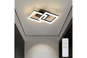 ‎ANTENLICHT ANTENLICHT LED Deckenlampe Schlafzimmer Modern Geometrisch 20W Wandleuchte, Deckenleuchte mit Fernbedienung Stufenlos Dimmbar 3000-6500K für Flur Balkon, Esszimmer, Garderobe, Schwarz