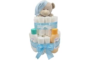 MY LITTLE BABIES Tarta de Pañales | Pastel de Pañales para Niño | Regalo Original para Recién Nacido | Regalo para Bebé | Modelo Nenuco Doudou Azul - MyLittleBabies