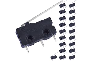 DAOKAI Mikroprzełącznik długie proste ramię dźwigni zawiasowej 28 mm mikro-wyłącznik krańcowy 1NO 1NC 5 A 125 V / 250 V 3 zaciski chwilowy przełącznik do Arduino (20 sztuk)