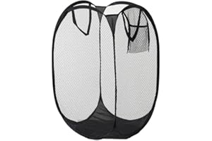 YUNXIASW Cesto portabiancheria portatile in rete popup con manici durevoli, pieghevole, pieghevole, per riporre i vestiti, cesto da viaggio, ideale per la casa, la camera dei bambini, può essere piegato(nero)