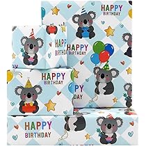 Koala Geschenkpapier Für Geburtstage | 4 Bögen Rosa Kariert Mit Herzen | 50x70cm Glänzend