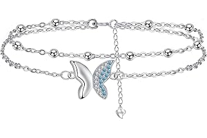 Yinsen Bracelet de Cheville Femme en Argent Sterling 925 Bracelet de Cheville Plage Fête Vacances pour Femmes Bijoux Cadeau, Réglable Chaîne (22+ 4cm)