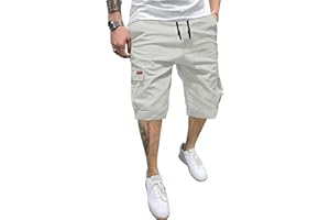 TARAINYA Pantaloncini Uomo Cargo Corti con 6 Tasche Coulisse Estivi Cotone Shorts