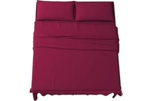 MAXIME MAISON - Completo Lenzuola Matrimoniali 4 Pezzi, Set Lenzuola Matrimoniale in Microfibra Made in Italy, Completo Letto 1 Lenzuolo con Angoli, 1 Lenzuolo Sopra, 2 Federe (Bordeaux)
