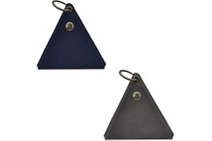 AfitLulu 2Pcs Pu Leather Key Bag with Ring, Retro Triangle Key Organizer, Snap-Fastener Earphone Case for Men Women, Key Holder Pouch for Keys Coin Jewels