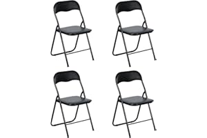 ‎LUXNOOK LuxNook Pack of 4 PVC Folding Chair with Padding Strong Metal Frame Camping Chair Foldable Chair Office Chair Space Saving Desk Chair for Guest 150 kg Load Capacity