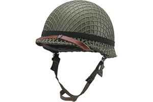 Aifordge WWII US Army M2 replica casco con rete/tela sottogola pittura fai da te (verde)