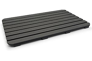 DARDARUGA Plataforma para ducha de exterior, jardín, piscina, de madera compuesta WPC (no plástico; no plástico), robusta y sólida, superficie antideslizante, tamaño 80 x 49 cm, color antracita