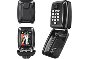 CDC DIGI Key Safe Wall Mounted,12-Digit Combination Security Key Lock Box Outdoor with Waterproof and Anti-Theft Keysafe,Key Storage Box for Home/Garage/Construction Site/Hotel（Black）