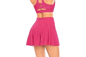 YARRCO Damen Plissierter Tennisrock mit Hose Faltenrock Kurz Hosenrock Tennis Golf Sport Workout Running Rock Sommerrock Minirock