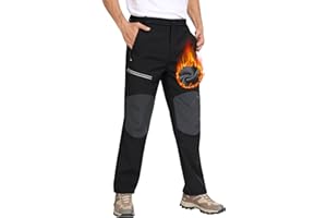 MoFiz Męskie spodnie trekkingowe z ciepłą podszewką, wodoszczelne, spodnie narciarskie, softshell, wiatroszczelne, spodnie robocze na zimę