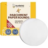 Katbite - Round Baking Paper (200 Units, 30.5 cm) Diameter, Non-grease, Non-stick, Parchment, for Cakes, Pizza, BBQ