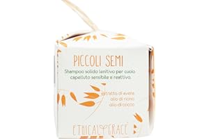Ethical Grace - Piccoli Semi - Shampoo e Balsamo Solido 2 in 1 Vegano Naturale per Cuoio Capelluto Sensibile Shampoo ad Azione Lenitiva con Polvere di Avena, Olio di Ricino e Olio di Cocco 90 gr