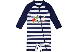 1STRUNANDUP Costume da Bagno per Bambino/Ragazza con Protezione Solare UPF 50+ Costume da Sole a Manica Lunga con Cerniera Completa per Neonato (3-36 Mesi)