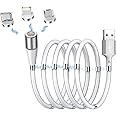 AICase Magnetic Charging Cable, Super Organized Retractable Fast Charging Cable, 3 in 1 Self Winding Phone Cable with Data Transmission, Magnetic Charging Cable for Type-C,Micro USB and iProduct