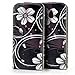 Produktbild Saxonia Flip Case Tasche für HTC One Mini (M4) Schutzhülle Handytasche Hülle mit Motiv Schwarz mit Blume