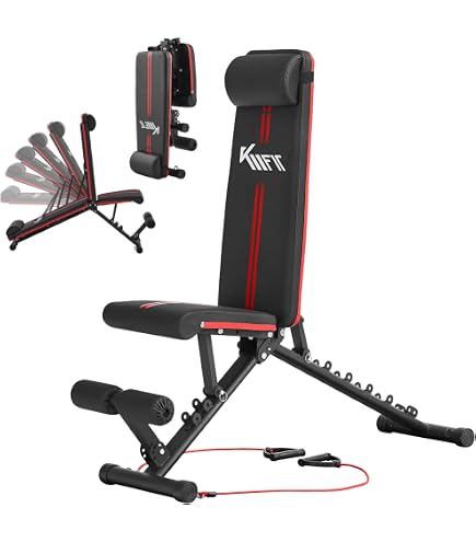 Banc De Musculation Pliable Multifonction KESSER - Charge 500 Kg, Dossier Réglable, Bande Fitness - Pour Maison
