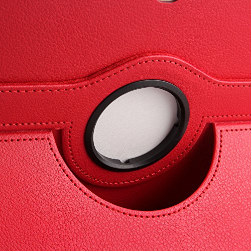 EnGive 360°Drehbares Ledertasche Samsung Galaxy Tab 4 10.1 Hülle (10,1 Zoll) Schutzhülle Case Tasche mit Ständerfunktion Auto Sleep/Wake-Funktion (Samsung Galaxy Tab 4 10.1, Rot) - 3