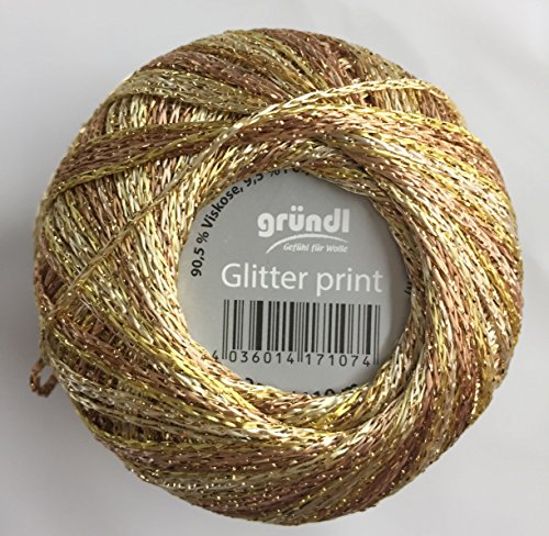Gründl Glitter print, Häkelgarn, Glitzergarn, 25 Gramm, (gold-bronze (01))
