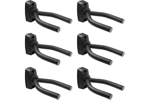 Fousenuk 6 pezzi Chitarra Parete Ganci Stand, Guitar Supporto Supporto per Chitarra Nero, Gancio Montaggio a Parete Ganci Appendi Titolare per Chitarra Elettrica, Basso, Elettrico, Ukulele, Violino