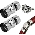 2Pcs 45mm Stainless Steel Handrail Pipe Connectors Ultra-Thin 0.4mm,Stair Universal Handrail Joint Stair Handrail Accessories,Handrail Corner Accessories,with 8Pcs Screws