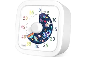 Timer visivo per bambini HYOJCWU, 60 minuti countdown timer, strumento di gestione del tempo per bambini, timer silenzioso, tema Spazio & astronauti per Cucina, Sala da Pranzo, Riunioni