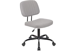 WangPangzi Armless Desk Chair Small Home Office Chair Adjustable Computer Chair with Wheels and Mid Back for Kids,Swivel Chair for Study and Small Space(Grey)