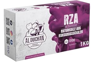 Al Duchan Shisha Charcoal Natural Charcoal - Premium Coconut Charcoal for Hookah - 1 kg, 4 kg, 10 kg, 20 kg - High Heat, Long Burning Time (RZA 26 x 26 x 26 mm 1 kg)