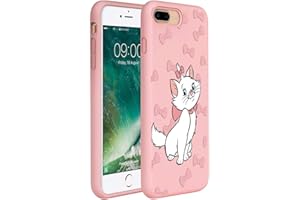ZhuoFan Funda para iPhone 8 Plus / 7 Plus, Cárcasa Silicona Rosa con Dibujos Diseño Suave TPU Antigolpes de Protector Piel Case Cover Bumper Fundas para Apple iPhone 8Plus / 7Plus, Pajarita Gato