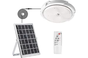 ‎BOBOPAI Słoneczna lampa sufitowa Wewnątrz/zewnątrz lampa słoneczna z pilotem 125LEDs Lampa solarna z czujnikiem zmierzchu Wodoodporność IP65 funkcja pomiaru czasu, 6500K, regulowana jasność, 1600LM