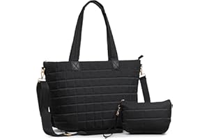 Mabecol Borsa Shopper Donna, Puffer Tote Bag, Borsa a Tracolla, Borsa a Mano per Laptop 15.6", Lavoro, Università, Viaggi, Palestra, Uso Quotidiano