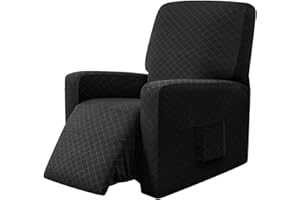 EBETA Copripoltrona Fodera per Poltrona, Coprisedile Chivas Poltrona Reclinabile Relax Completo Elasticizzato con Tasche (Noir)