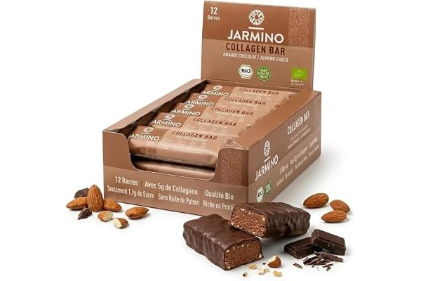 Barre de collagène | High Protein Bar Almond Chocolate 12x55g - Barre High Protein Low Sugar + sans huile de palme (Amande)