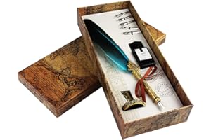 JERBRO Handgemachte Dip Pen Englisch Kalligraphie Feder Schreibfeder Dip Quill Pen schreiben Tinte Set mit 5 Ersatzspitzen und Pen Nib Basis Calligraphy Set für Briefpapier Geschenk (Blue)