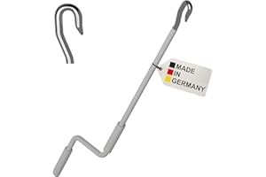BAUHELD® Markisenkurbel mit Fleischer-Haken [Made in Germany] - Markisenstange mit Pulverbeschichtung [120cm] - Hochfester Handgriff aus Kunststoff - Kompatibel mit ovalen Markisen-Ösen - RAL 7035