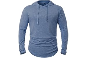 CARWORNIC Men's Quick Dry Hooded Tops Lightweight Thin Long Sleeve Running Hiking Hoodies Outdoor T-Shirt
