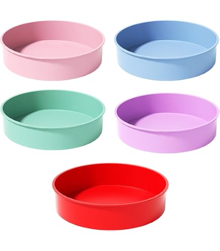 Moules à Gâteau En Silicone 4 Pièces - 8 Pouces Antiadhésifs Pour Gâteaux à Étages Arc-en-Ciel