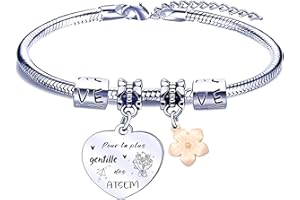 FGHJK Bracelet Merci Atsem Idee Cadeau Femme Cadeau Creche fin d'année Merci Cadeau Assistante Maternelle Cadeau fin Creche Cadeau Drole Cadeau Remerciement Nounou Cadeau Noel Cadeau Merci Nounou