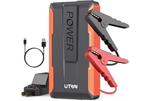 Power Bank da 3000 A, dispositivo di avviamento per auto UTRAI per veicoli da 12 V (fino a 7,5 L benzina/5,5 Ldiesel) Starter Power Bank con QC3.0/LED, 2 uscite USB, batteria Jump Starter con cavo di