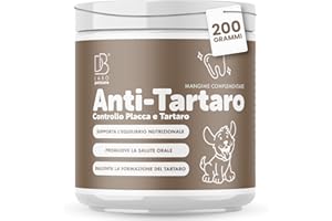 DBLabo Antitartaro per Cani 200g, Polvere Denti Cane con Alga Ascophyllum, Propoli e Menta, Controllo Placca, Sciogli Tartaro Cane in Polvere, Integratore Denti e Gengive con Alito Fresco