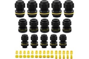M25 M20 PG9 Kabelverschraubung Set, HUYU wasserdichte IP68 verstellbare Kabel Steckverbinder, wasserdichter Stecker für Box, verstellbar Kabel Stopfe mit Gegenmutter für 4-8 mm/4-14 mm Kabel, 15 Stück