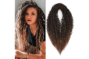 ‎FANWYFYU FANWYFYU Double End Dreadlock Extensions Three in One Mixed 15Strands/Pack, 24 Zoll Synthetic DE Dreadlock Extensions (5 Boho Braids+5 Curly Enden+5 Gerade,1B/30)