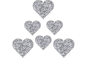 JKJF Toppa termoadesiva a forma di cuore, con strass, applicazione a caldo, per vestiti, jeans, giacche, cappelli, zaini, scarpe, 6 pezzi, 2 misure
